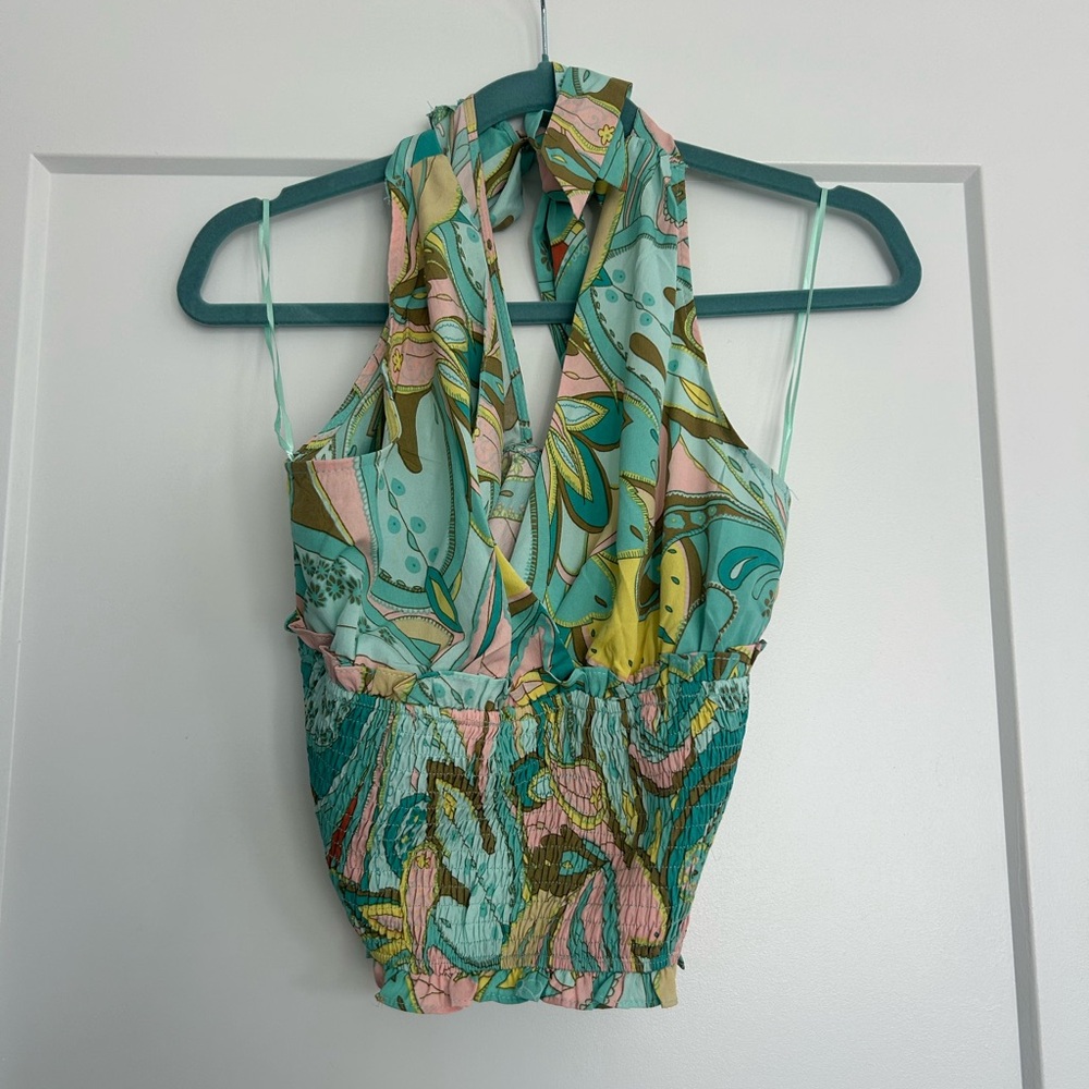 Multicolor Halter Neck Women Top